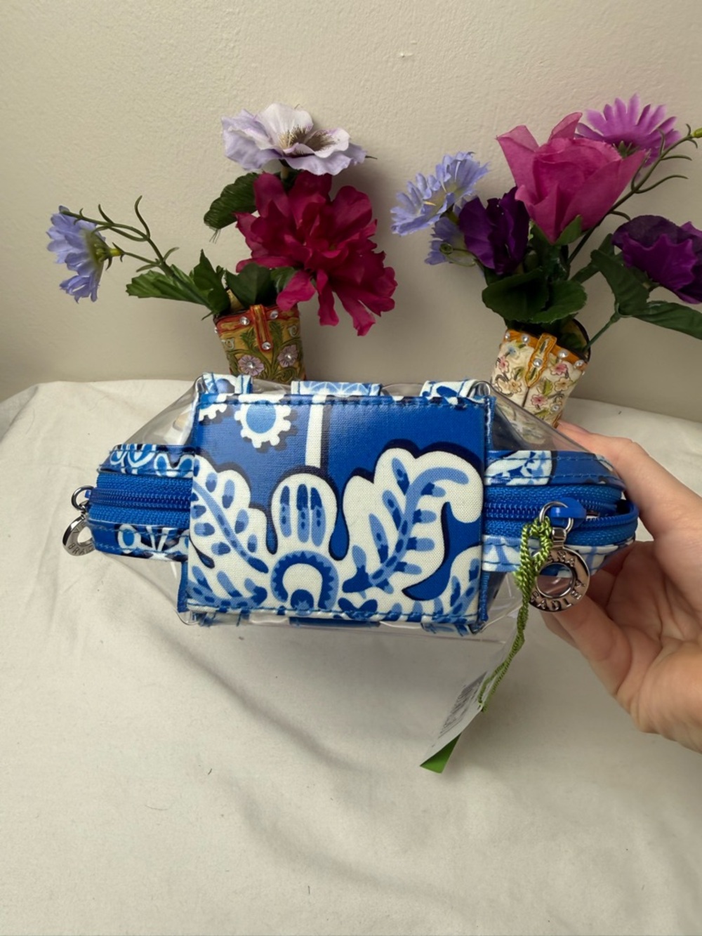 NWT Vera Bradley Blue Lagoon Little Seashell Bag Floral Zip Cosmetic - Picture 5 of 6
